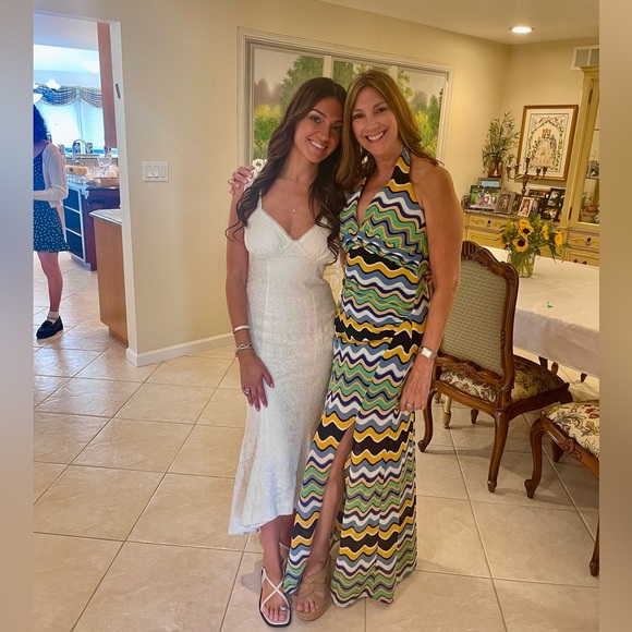 Revolve, Majorelle, Tenleigh Midi high go low dress in lace tie straps ivory S - Picture 9 of 9